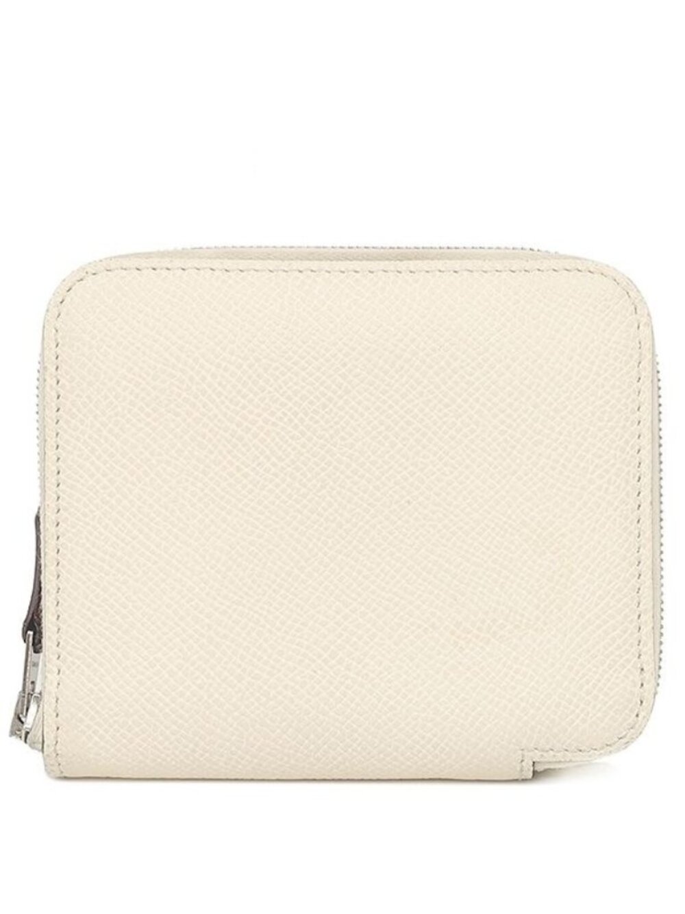 Hermes Coin Purse Azap Silk'in Compact Veau Epsom Nata Silver Ivory Brown Polka